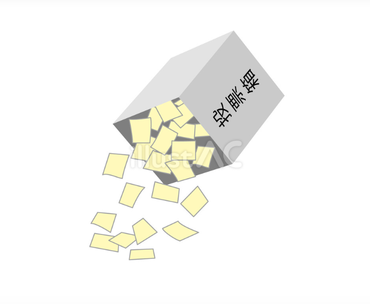 投票箱と投票用紙（開票作業）（イラスト）