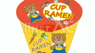 カップラーメン（英語表記）のフリーイラスト