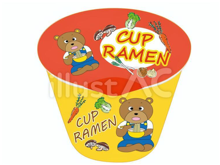 カップラーメン（英語表記）のフリーイラスト
