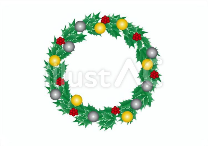 クリスマスリースのフレーム（フリーイラスト）